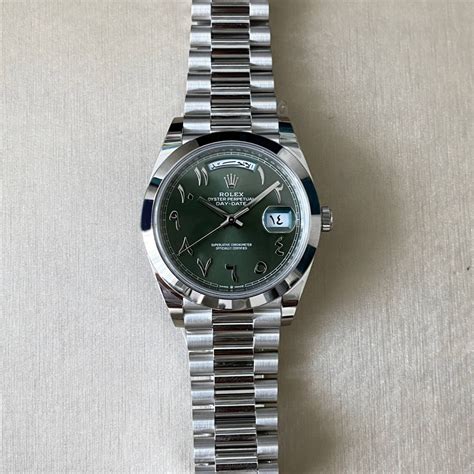 green dial day date rolex|rolex day date arabic dial.